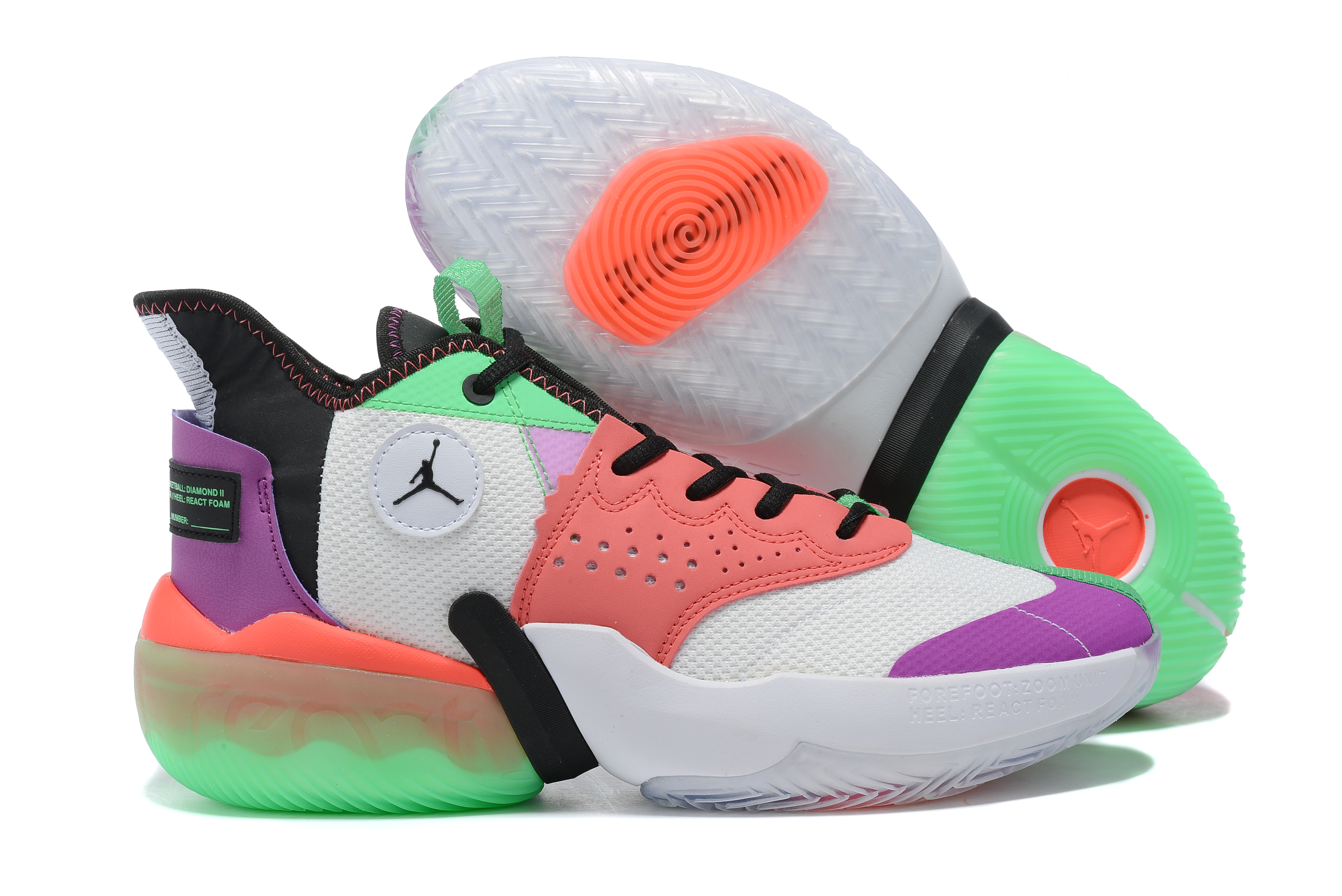 2020 Jordan Jumpman Diamond Mid Green Orange Purple Black